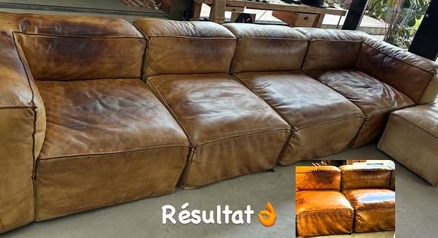 Canape cuir marron resultat